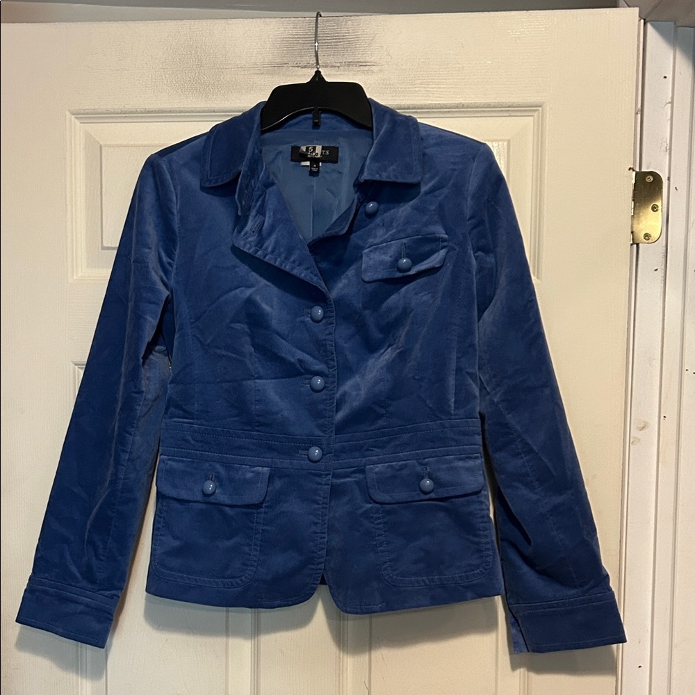 Talbots Faux Suede Blue Jacket Size 4